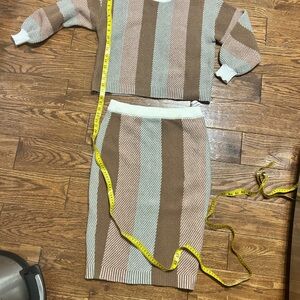 Striped Knit Sweater and Skirt Set – Cozy 2-Piece Lounge Outfit